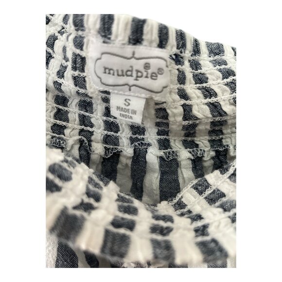 Mud Pie Women’s Striped Peasant Top with Tassel Tie – Size Small - Picture 2 of 7